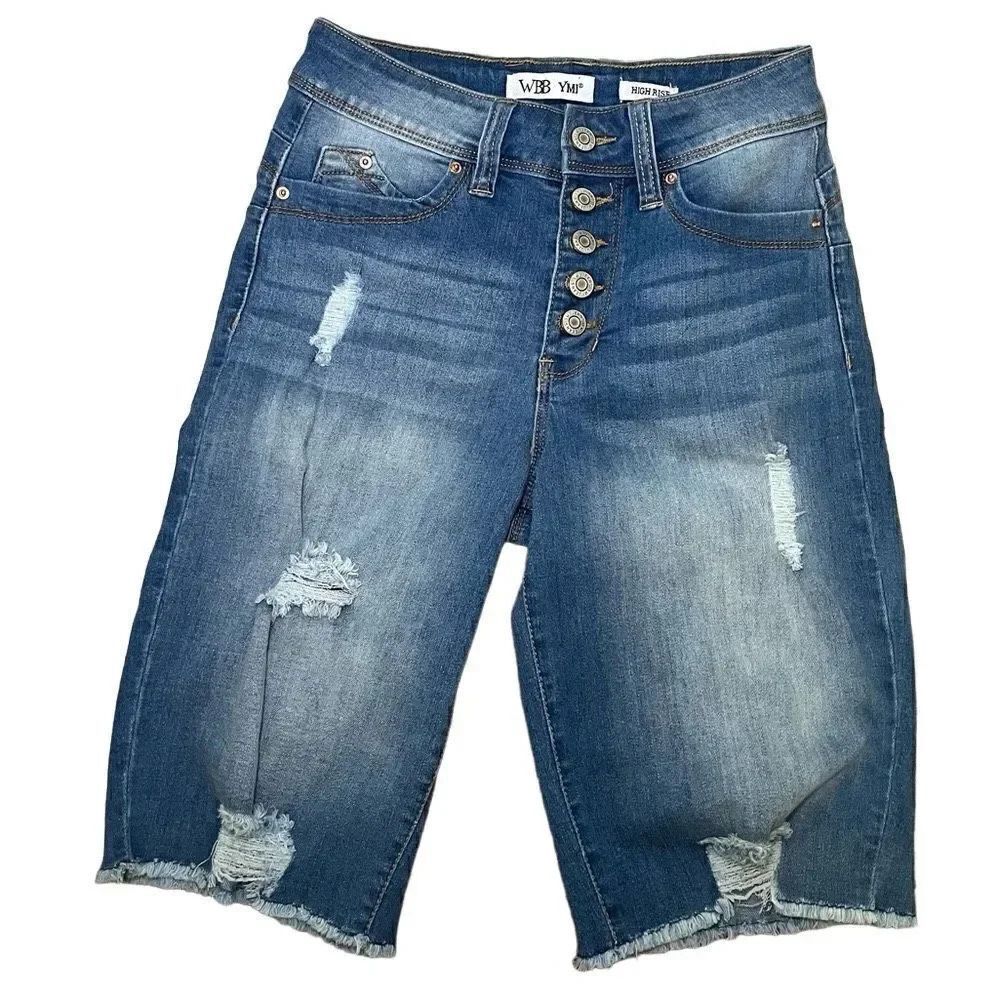 YMI High Rise Button Fly Jean Shorts Size 26